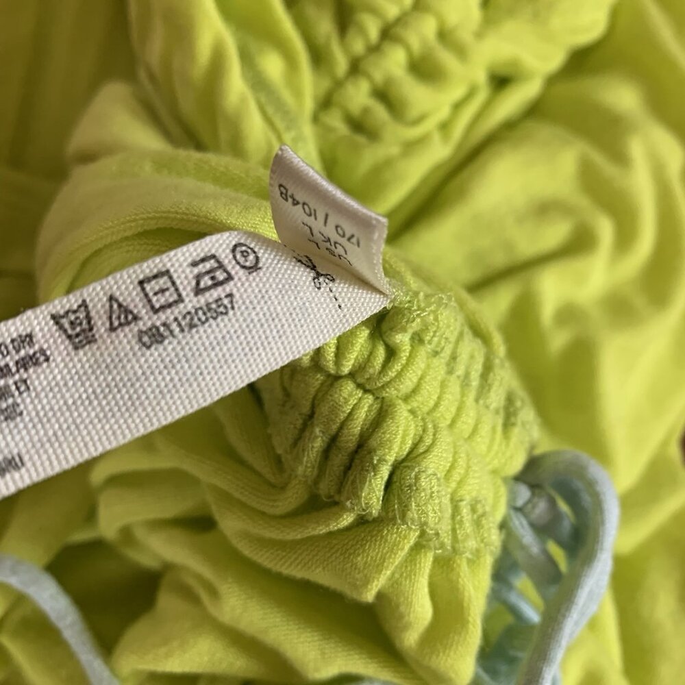 Free People Bright Green Ruched Bodycon Midi Dress M Y2K‎ Festival Vacation - Picture 6 of 6